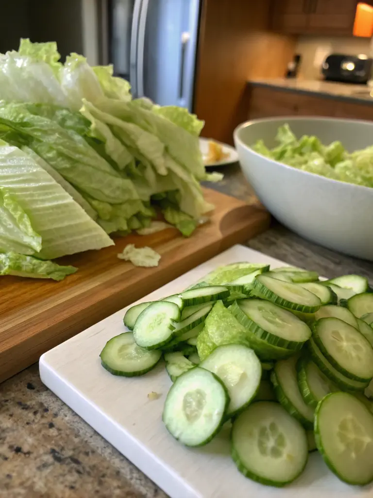 Chopped greens for the Kardashian Salad recipe