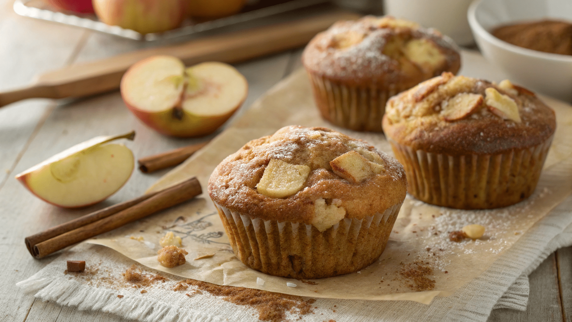Gluten Free Apple Cinnamon Muffins with sweet apple bites