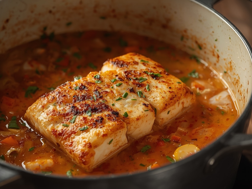 grilled cod soup - Detail or variation
