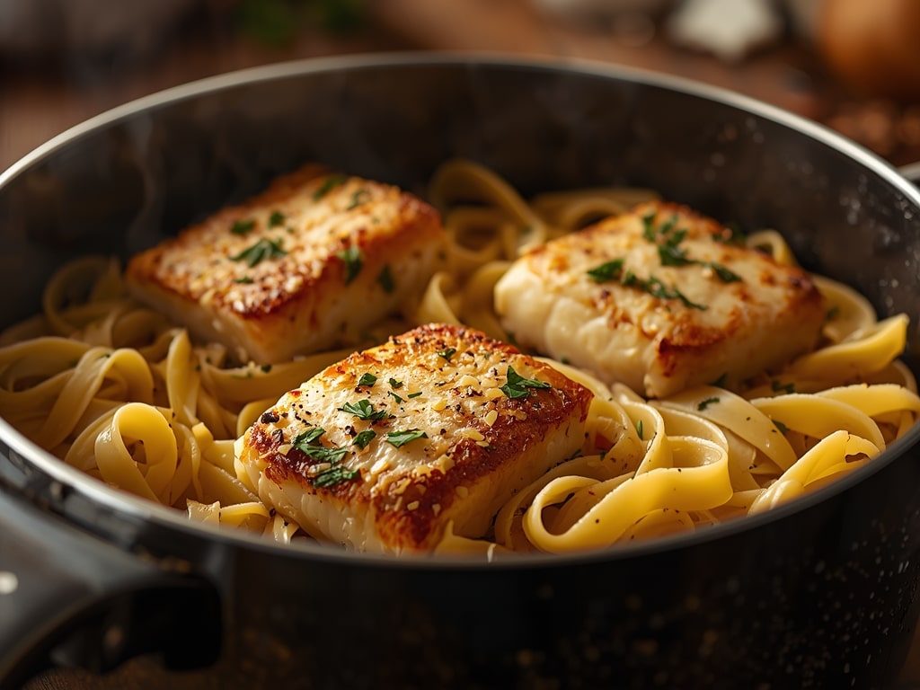 air fryer cod pasta - Detail or variation