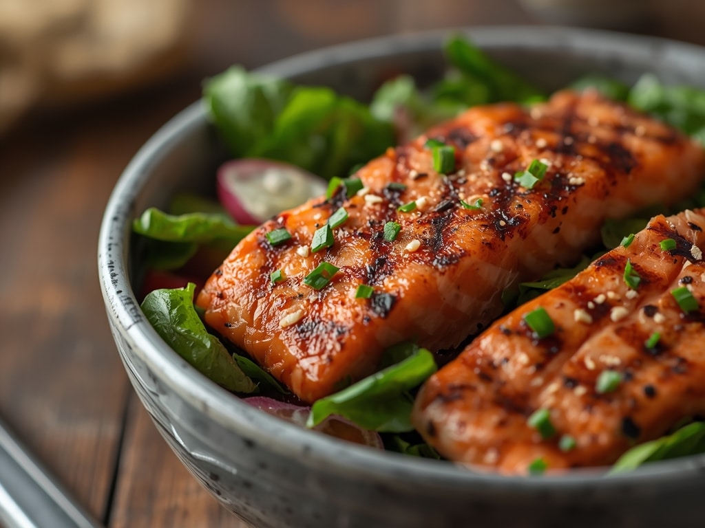 grilled salmon salad - Detail or variation