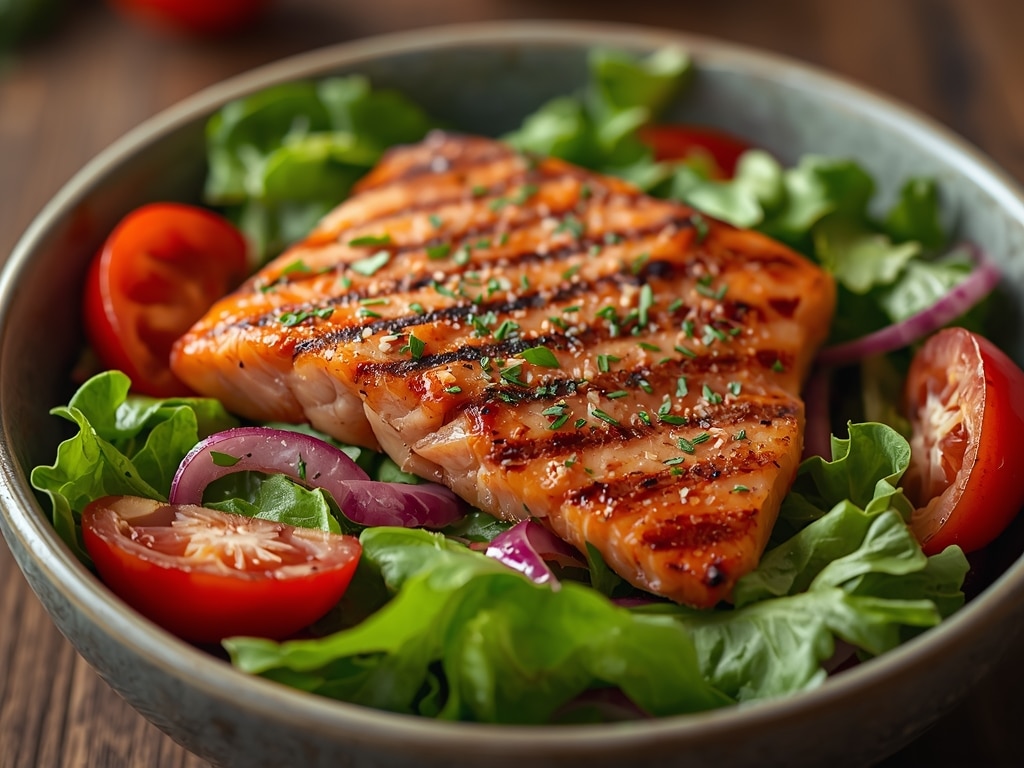 grilled salmon salad - Detail or variation