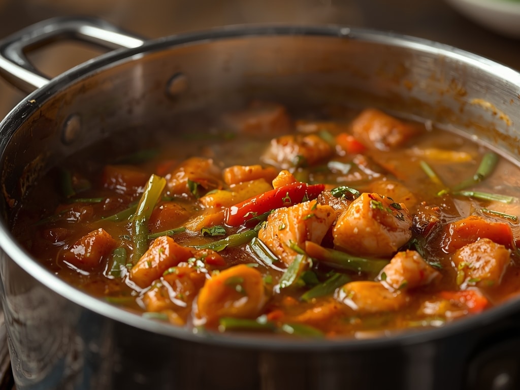stir fry salmon soup - Detail or variation