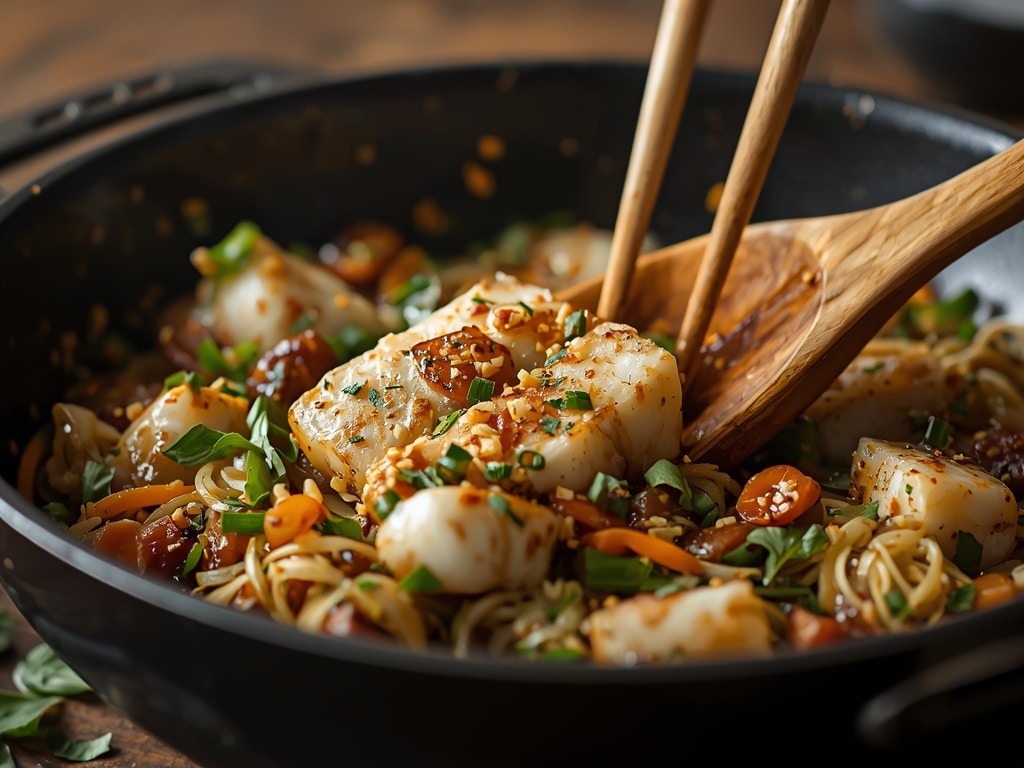 stir fry cod salad - Detail or variation