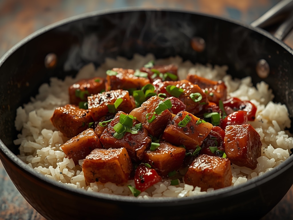 skillet tuna rice bowl - Detail or variation