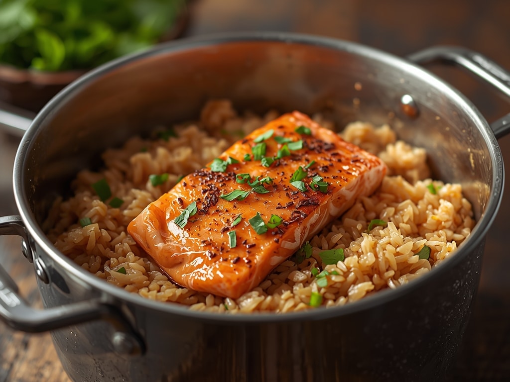 one pot salmon rice bowl - Detail or variation