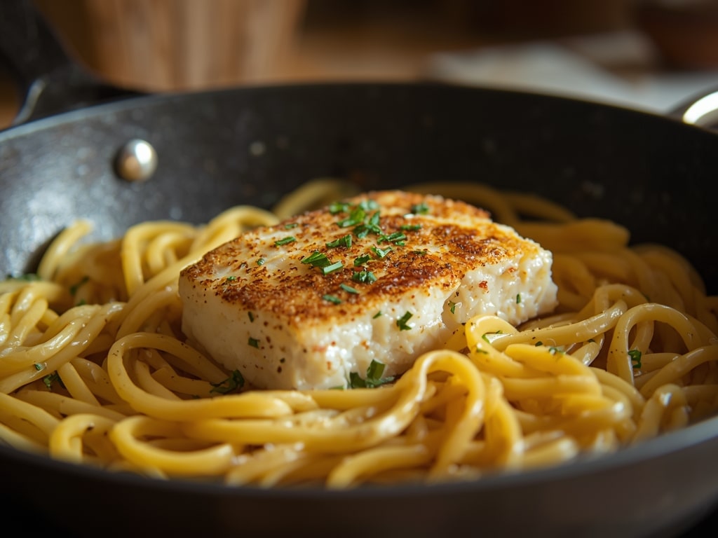 skillet cod pasta - Detail or variation