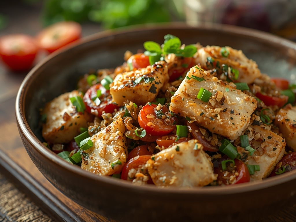 stir fry cod salad - Detail or variation