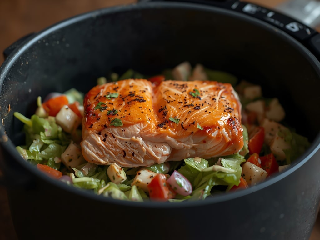 air fryer salmon salad - Detail or variation