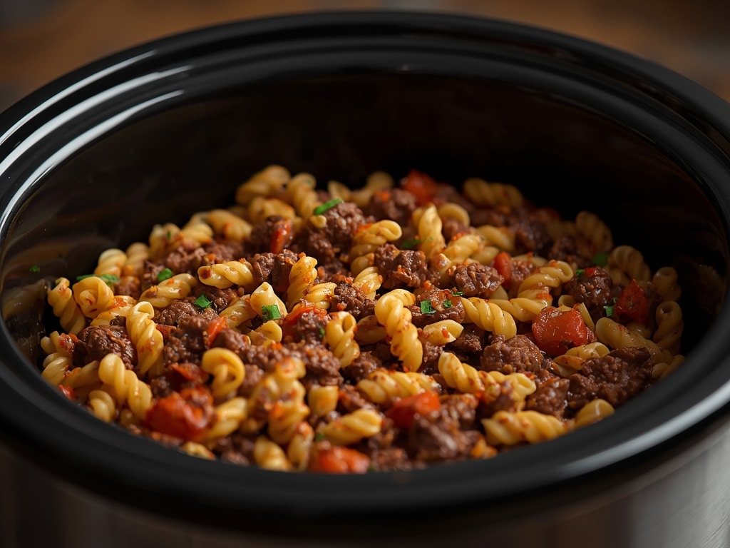 slow cooker beef pasta - Detail or variation