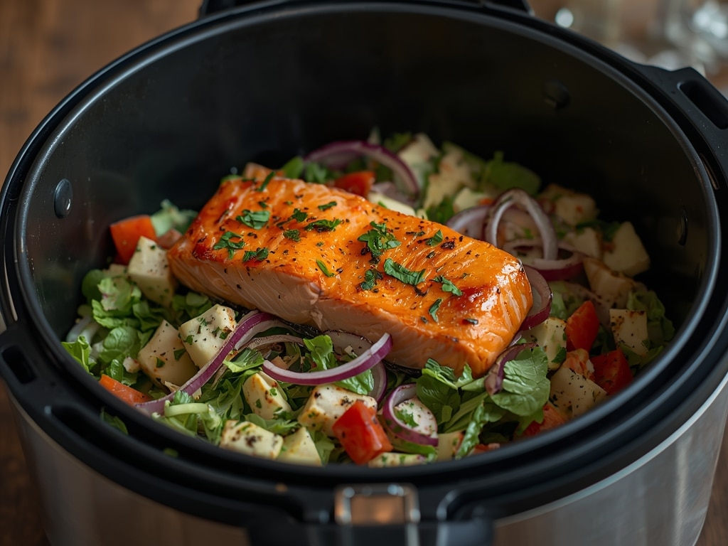 Air Fryer Salmon Salad: Quick &amp; Easy Recipe!